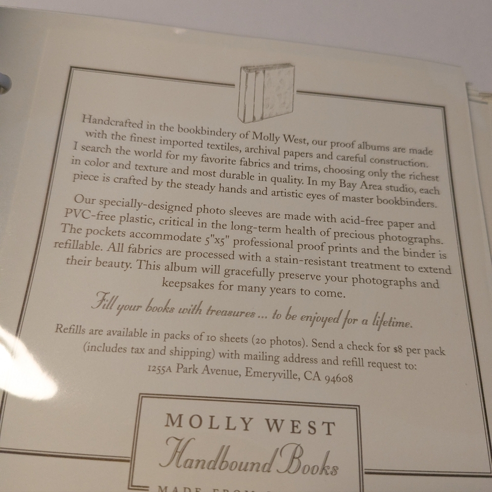 Molly West Handbound Ivory Silk Brocade Photo Album/Binder– 5x5, NIP (60 Photos) - Picture 4 of 7